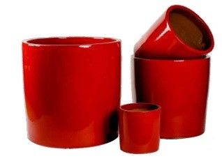 Grande all'aperto dei vasi da fiori ceramici rotondi 50x50cm rossi