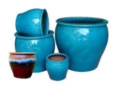 Ha lustrato il vaso all'aperto ceramico di 43x39cm, vasi all'aperto ceramici blu della pianta