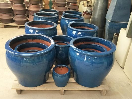 Ha lustrato il vaso all'aperto ceramico di 43x39cm, vasi all'aperto ceramici blu della pianta
