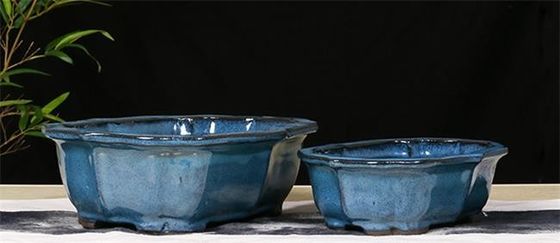 Vasi ceramici blu lustrati della pianta d'appartamento dei bonsai 30x23x10cm