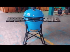 Il carbone 22 pollici di Kamado ceramico griglia il BARBECUE di superficie liscio blu Handlle di bambù
