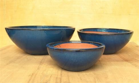 Vasi ceramici del giardino lustrati blu dell'interno di 52cmx20cm