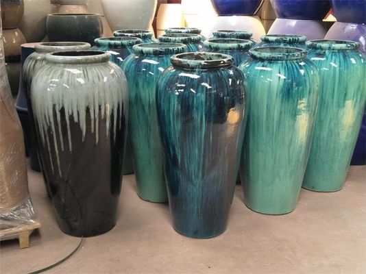 vaso all'aperto ceramico di 44x88cm, grandi vasi ceramici verdi per le piante all'aperto